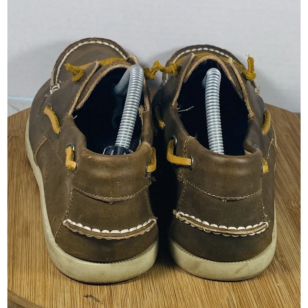J Crew Shoes Mens Sz 10 Brown Leather Boat Deck Moc Toe Casual Comfort Nautical